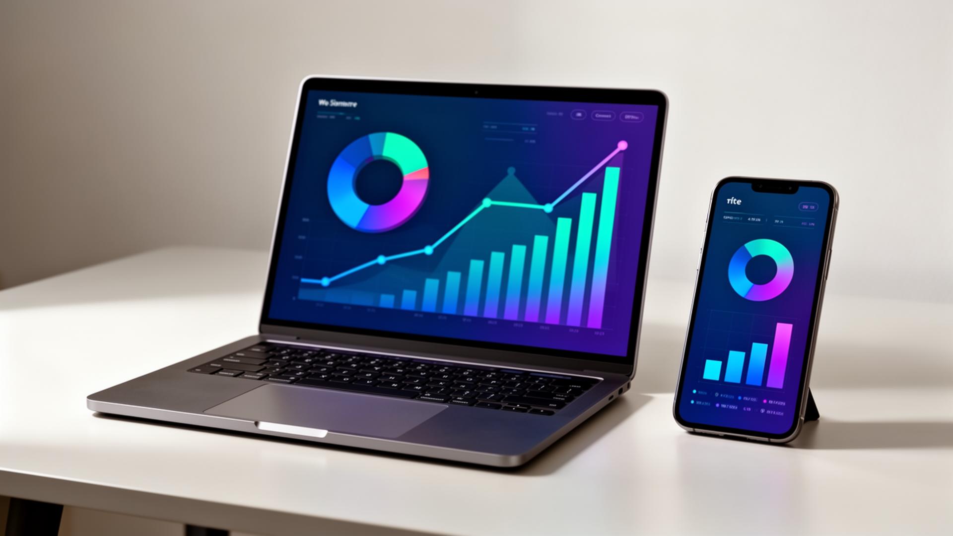 Quicken financial dashboard shown on a laptop and smartphone